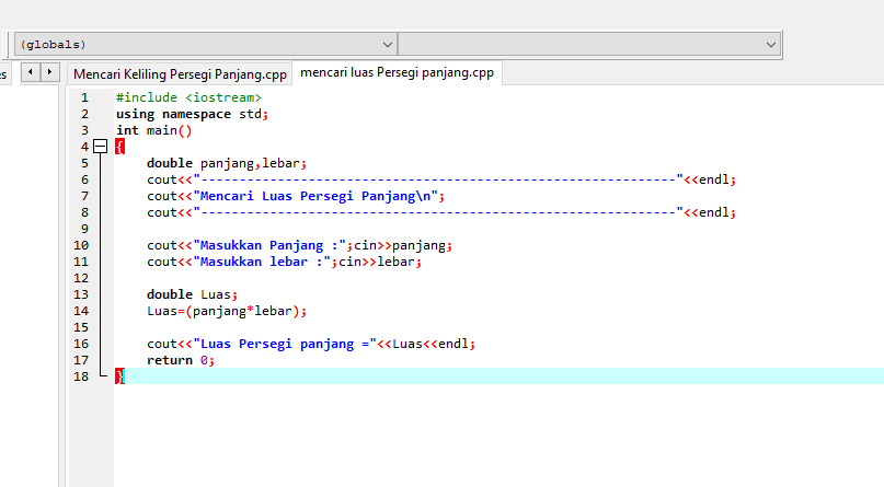 Program Mencari Luas Persegi Panjang Dev C Nine Tekno 3866
